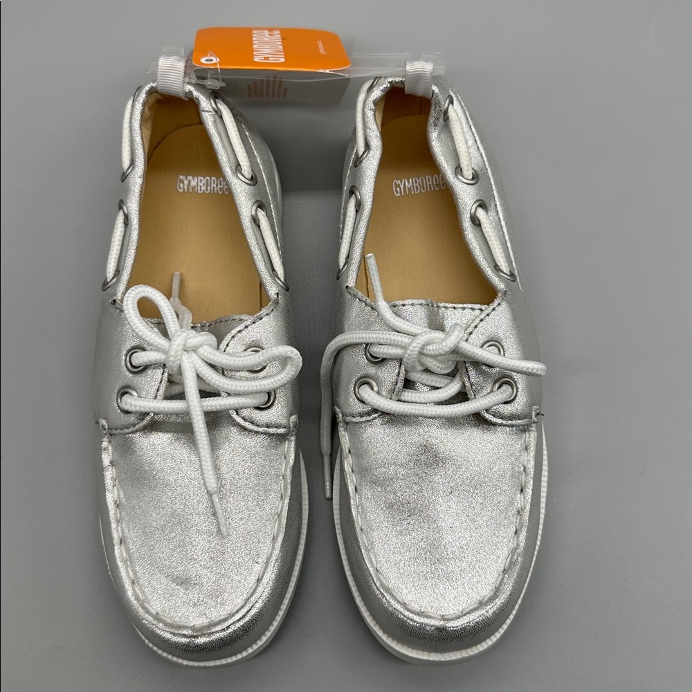 Gymboree Girls Silver Metallic Boat Shoes,